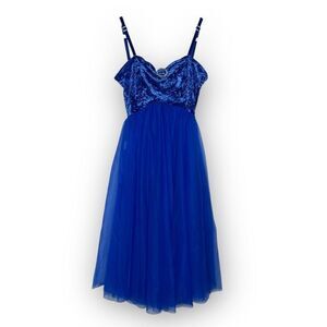 Wolff Fording & Company Lyrical Royal Blue Chiffon & Velvet Dance Dress Petite